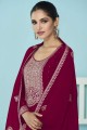 Pink Eid Palazzo Suit in Embroidered Faux georgette