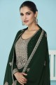 Embroidered Faux georgette Eid Palazzo Suit in Green