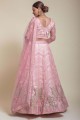 Pink Wedding Lehenga Choli Net in Embroidered