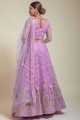 Purple Embroidered Net Wedding Lehenga Choli with Dupatta