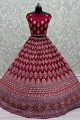 Red Bridal Lehenga Choli in Georgette with Embroidered