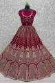 Bridal Lehenga Choli in Velvet Pink  with Embroidered