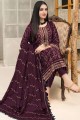 Purple Salwar Kameez in Faux georgette with Embroidered