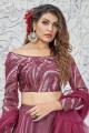 Party Lehenga Choli in Silk Pink with Embroidered