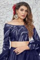 Embroidered Silk Party Lehenga Choli in Navy blue