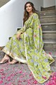 Green Anarkali Suit in Printed Cotton