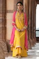 Yellow Palazzo Suit in Printed Cotton