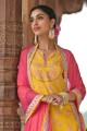 Yellow Palazzo Suit in Printed Cotton