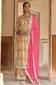 Yellow Cotton Palazzo Suit with Printed