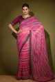 Stone,printed,lace Saree in Pink Georgette