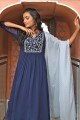 Palazzo Suit in Blue Georgette with Printed