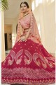 Pink Embroidered Wedding Lehenga Choli in Art silk