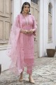 Pink Georgette Embroidered Eid Salwar Kameez with Dupatta