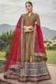 Digital print Silk Gown Dress in Mehndi