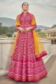 Silk Pink Gown Dress in Digital print