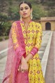 Yellow Silk Digital print Gown Dress with Dupatta