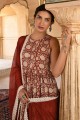 Printed Cotton Anarkali Suit in Rust  with Dupatta