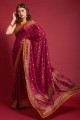 Maroon Saree with Stone,printed Silk
