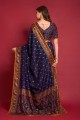 Silk Saree in Blue with Stone,printed