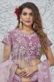 Pink Wedding Lehenga Choli in Net with Embroidered