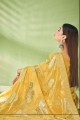 Yellow Georgette Saree with Stone,printed