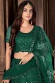 Embroidered Net Green Party Lehenga Choli with Dupatta