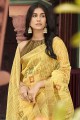 Yellow Saree in Organza with Printed