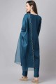 Salwar Kameez in Teal Chinon chiffon with Embroidered