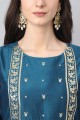 Salwar Kameez in Teal Chinon chiffon with Embroidered