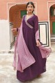 Georgette Gown Dress in Wine with Embroidered