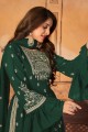 Faux georgette Eid Sharara Suit Green  with Embroidered