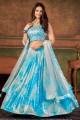 Embroidered Party Lehenga Choli in Sky blue Georgette
