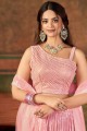 Georgette Party Lehenga Choli in Pink with Embroidered