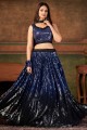 Party Lehenga Choli in Embroidered Navy blue Georgette