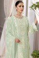 Embroidered Green Faux georgette Eid Palazzo Suit