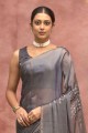 Grey Saree in Satin with Stone with moti