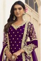 Net Eid Salwar Kameez with Embroidered in Purple