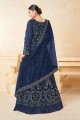 Embroidered Eid Anarkali suit in Blue Net