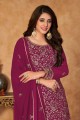 Eid Sharara Suit Maroon with Embroidered Faux georgette