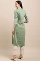 Green Straight Kurti in Poly cotton with Printed