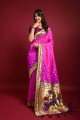 Zari,weaving Banarasi silk Pink Saree with Blouse