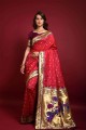 Red Saree in Zari,weaving Banarasi silk