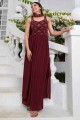 Palazzo Suit in Maroon Georgette with Embroidered