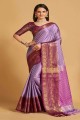 Purple Silk Banarasi Saree with Weaving
