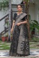 Weaving Tussar silk Black Saree with Blouse