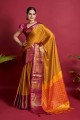 Weaving Orange Saree in Silk
