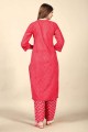 Straight Kurti in Pink Cotton with Printed