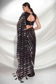 Embroidered Georgette Party Wear Saree in Black