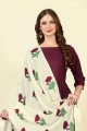 Wine  Anarkali Suit in Printed Cotton