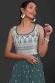 Georgette Palazzo Suit in Green with Embroidered